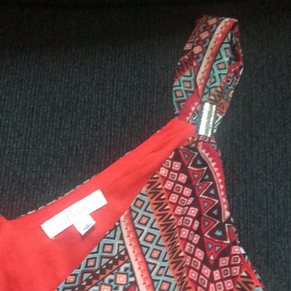 Chevron Patterned Sheer fully Lined Sleeveless Fish Tail Dress-Size L - Picture 11 of 12